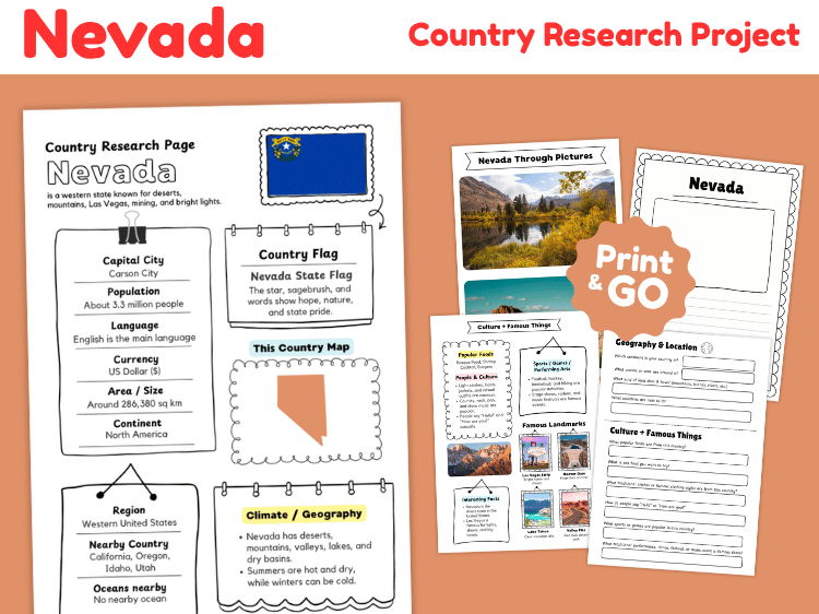 Nevada State Research Project | Geography & Culture Worksheets