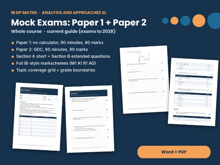 IB Maths AA HL Mock Exams – Papers 1, 2 and 3 with full IB-style markschemes