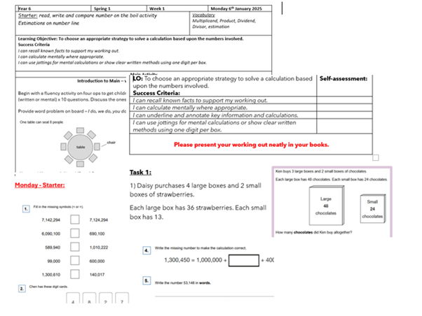 Year 6 Maths - four operations planning and resources