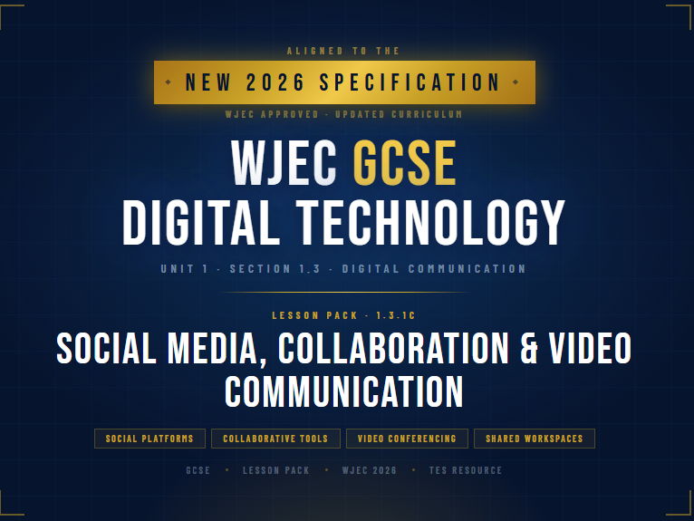 NEW 2026 WJEC GCSE Digital Technology 1.3.1C Video, Podcasts & Streaming Platforms | Lesson Pack
