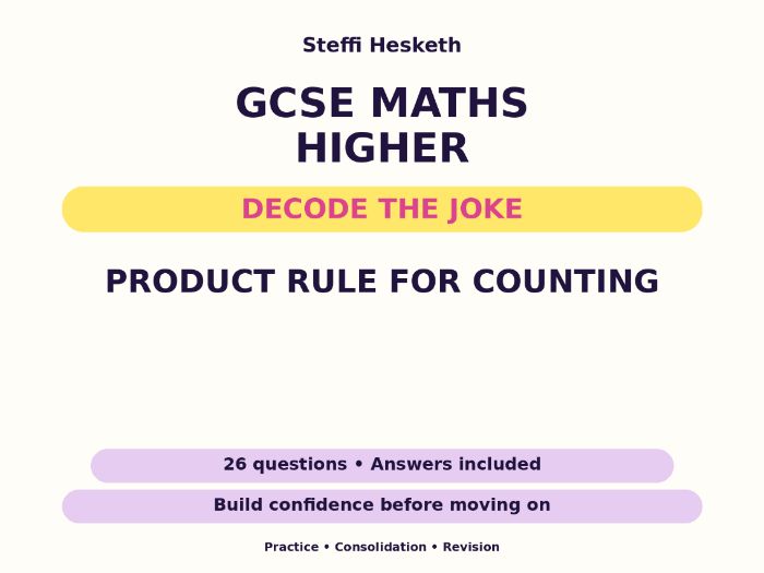 Product Rule for Counting | GCSE Decode the Joke + Answers