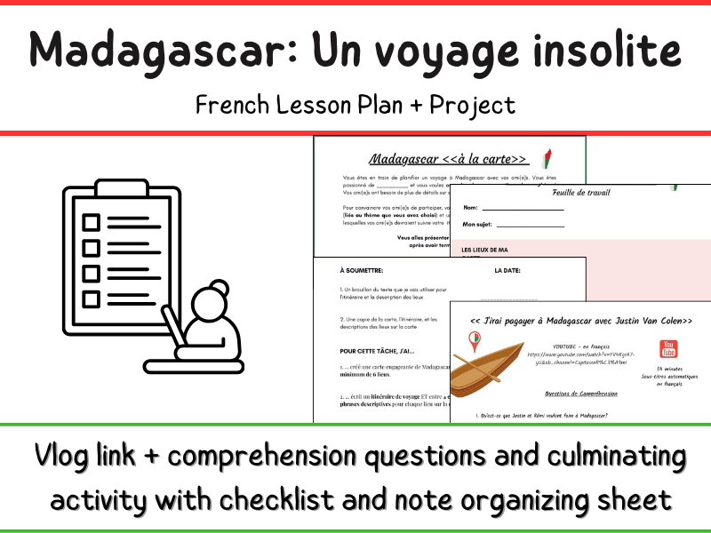 Madagascar - Un voyage insolite (Video + Student Project) - French Lesson Plan