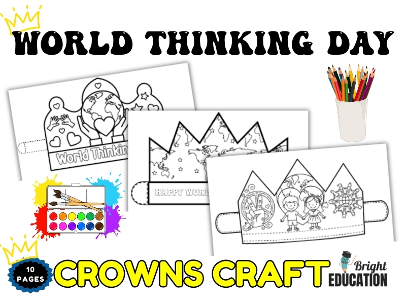 World Thinking Day Crowns Craft Coloring Sheets