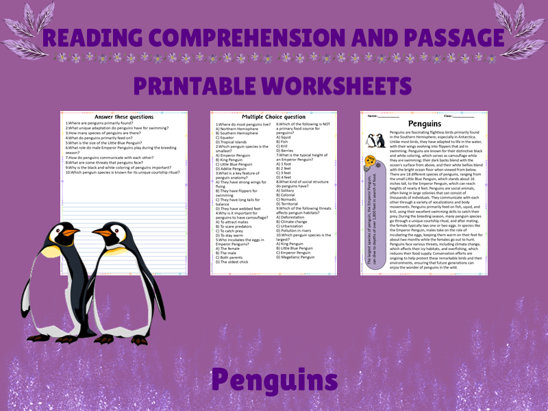 Explore Penguins: Engaging Reading Passage with Interactive Questions