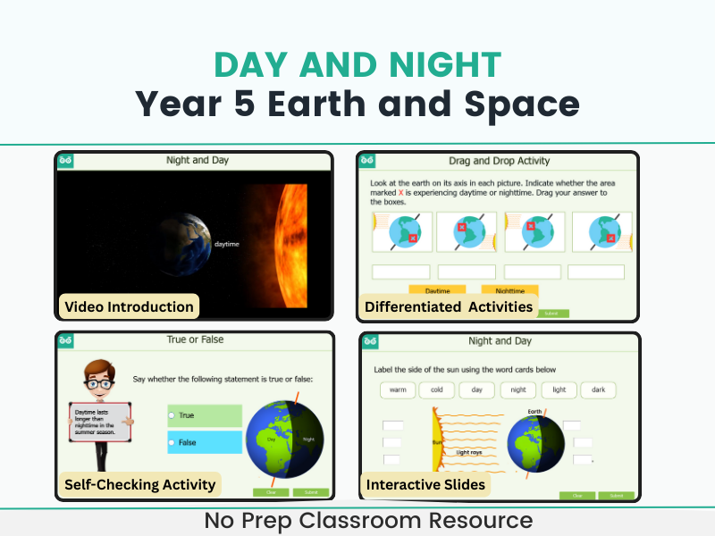 Year 5 Earth and Space: Day and Night Digital Science Lesson and Activities