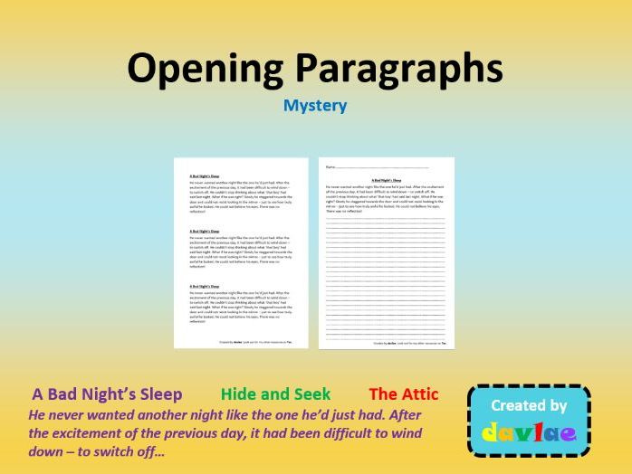 Opening Paragraphs - Mystery