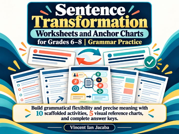 Sentence Transformation Worksheets & Anchor Charts | KS3 Grammar | Ages 11–14