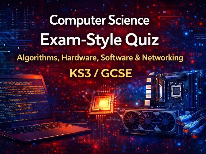 Computer Science Exam-Style Quiz – Algorithms, Hardware, Software & Networking (KS3 / GCSE)