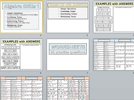 Algebra Skills 1 - examples, worksheets and answers