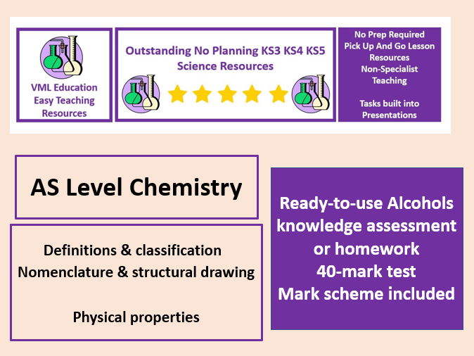 A Level Chemistry Alcohols Introduction Assessment with Mark Scheme