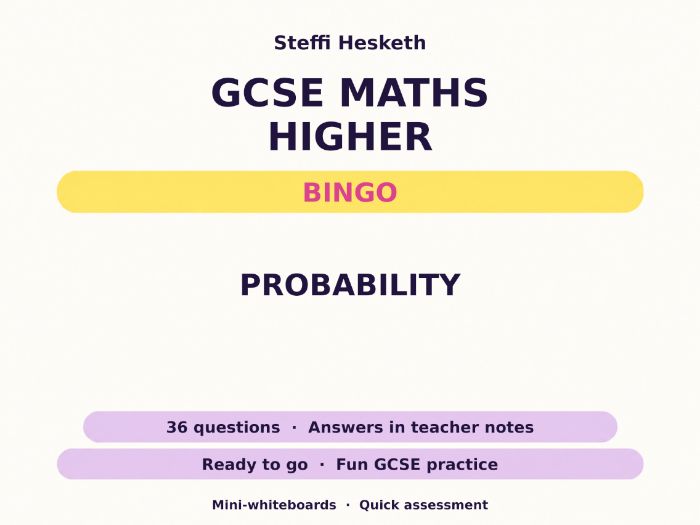 Probability GCSE Maths Higher Bingo