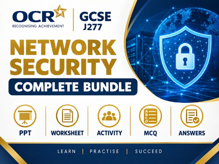 Network Security OCR GCSE J277 COMPLETE BUNDLE | PPT + Worksheet + Activity + MCQ + Answers