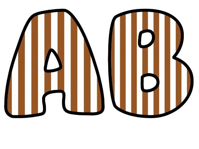Brown Vertical Stripes Bubble Letters | Striped Bulletin Board Letters | Classroom Display Pack