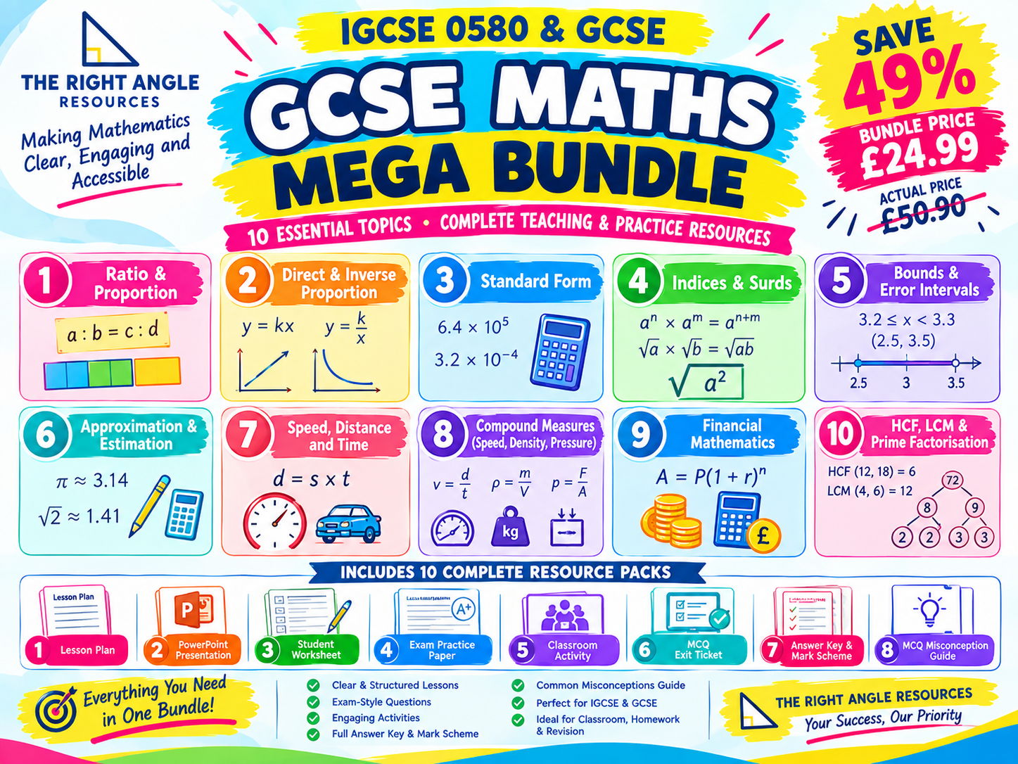 GCSE / iGCSE Maths Number & Proportion Mega Bundle | Phase 2 | Edexcel, AQA, OCR, Cambridge 0580 | 10 Packs