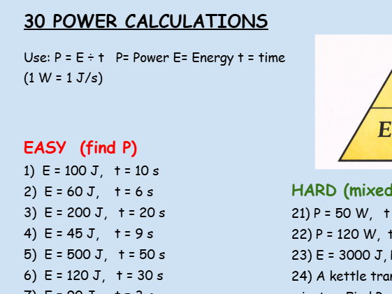 PHYSICS ENERGY CALCULATION BUNDLE
