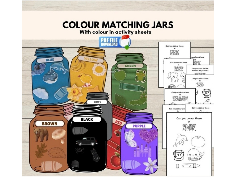 Colour Sorting Activity Jars, Colour Recognition, Matching & Sorting