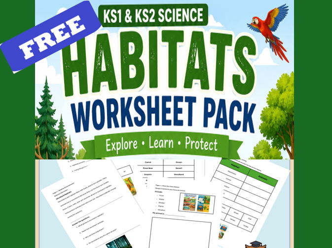 FREE Habitats Worksheet Pack KS1 & KS2 | Living Things & Habitats Science Activities