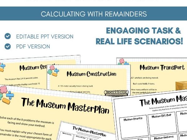 Division with Remainders | Problem Solving | Museum Scenario | Four Operations