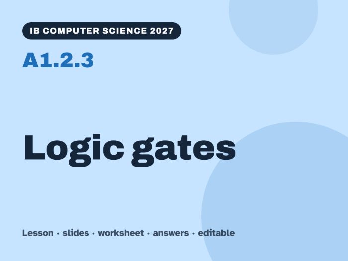 IB Computer Science 2027 – A1.2.3 Logic gates – Lesson & Worksheet