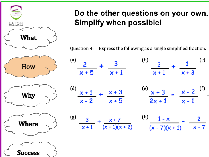 Algebraic Fractions - Adding and Subtracting
