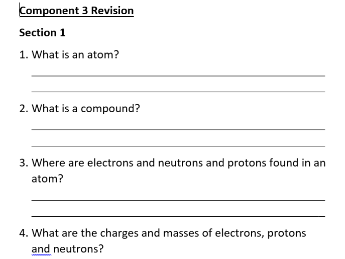 New Spec AQA Science ELC Component 3 Revision