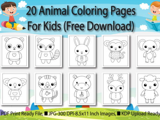 20-Animal-Coloring-Book-Pages-for-Kids-Graphics