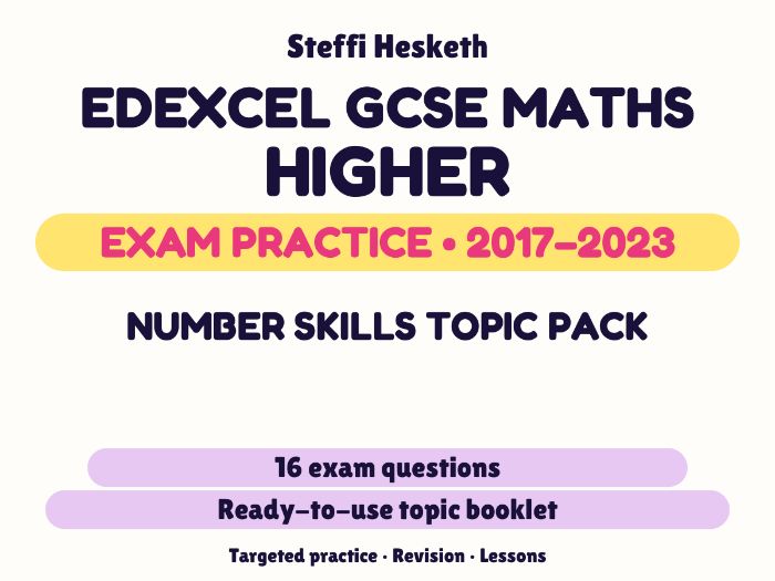 Edexcel GCSE Maths Higher: Number skills topic pack Exam Questions | 2017-2023