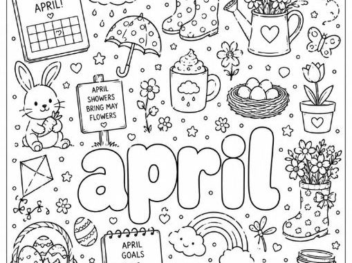 April Colouring Page