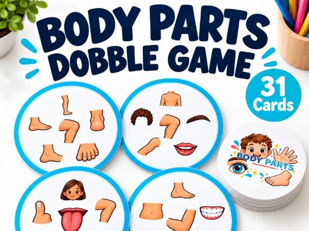 Body Parts Vocabulary Dobble | ESL Matching Game for Kids
