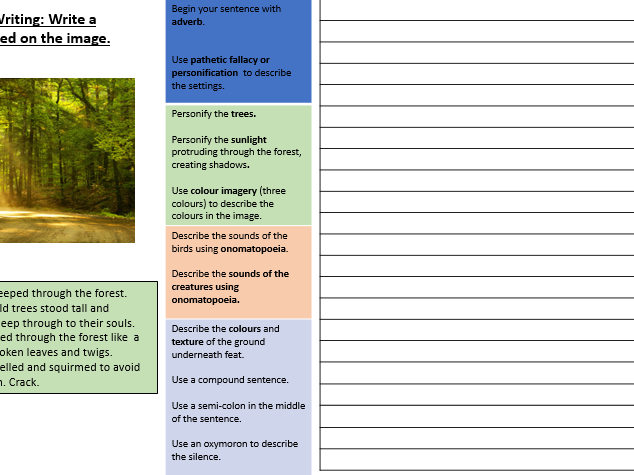 Creative/ Descriptive Writing Placemat: Image Prompt: Structure Strips