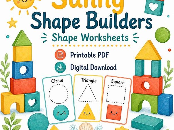 Sunny Shape Activity Worksheets for Kids