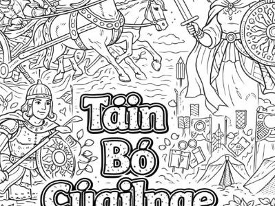 Táin Bó Cúailgne Irish mythology Colouring page