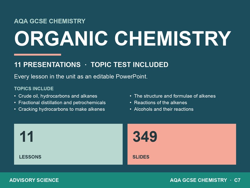 AQA GCSE Chemistry C7 Organic Chemistry | 11 Lesson Presentations and Topic Test