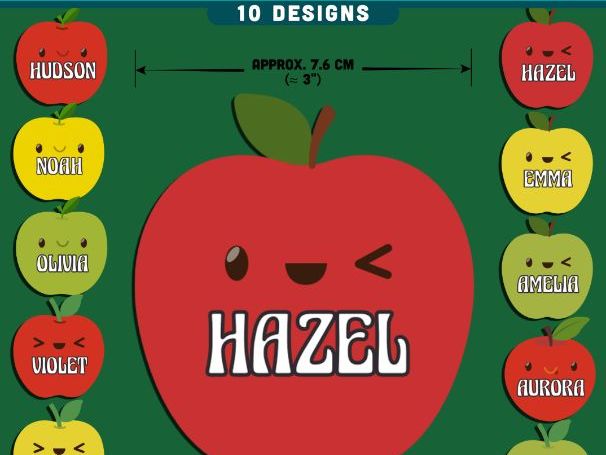 Cute Apple Name Tags, Editable Locker & Cubby Labels, Cheerful Classroom Organisation, 10 Designs