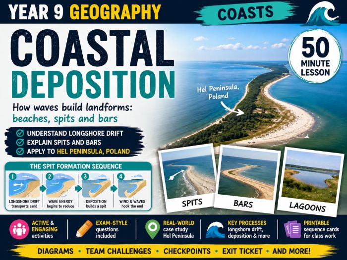 KS3 / Middle School Geography Resource Coasts - Lesson 7 - Coastal Deposition