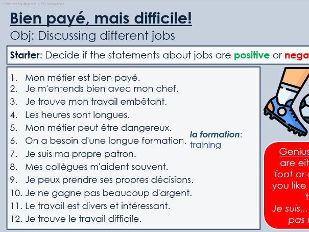 NEW 2026 GCSE French. Higher/ Rouge. Module 8. Unit 4. Bien payé, mais difficile!