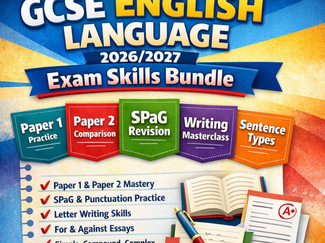GCSE English Language Exam Skills Mega Bundle 2026/2027 – Reading, Writing, SPaG, Sentence Types & Mastery (Printable)