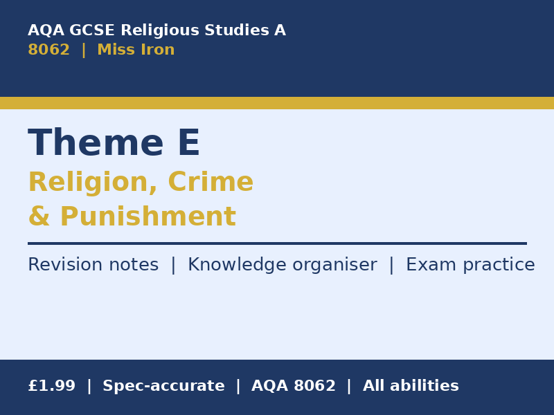 AQA GCSE Religious Studies A (8062) Theme E Religion Crime and Punishment Revision Pack