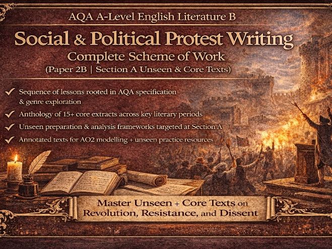 AQA A-Level English Literature B: Social & Political Protest Writing – Complete Scheme of Work