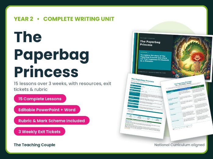 The Paperbag Princess | Year 2 English Unit | 15 Complete Lessons + Resources + Mark Scheme