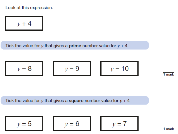 Year 6 KS2 Reasoning SATs Questions for Algebra
