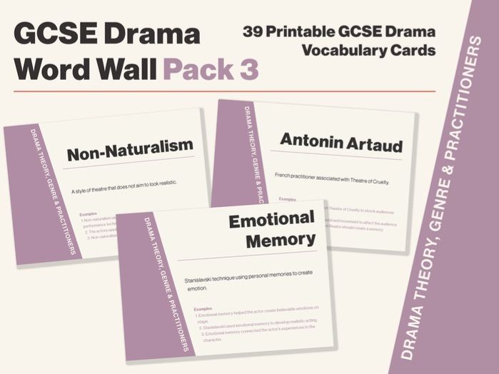 GCSE Drama Word Wall Pack 3 | Theory, Genre & Practitioners