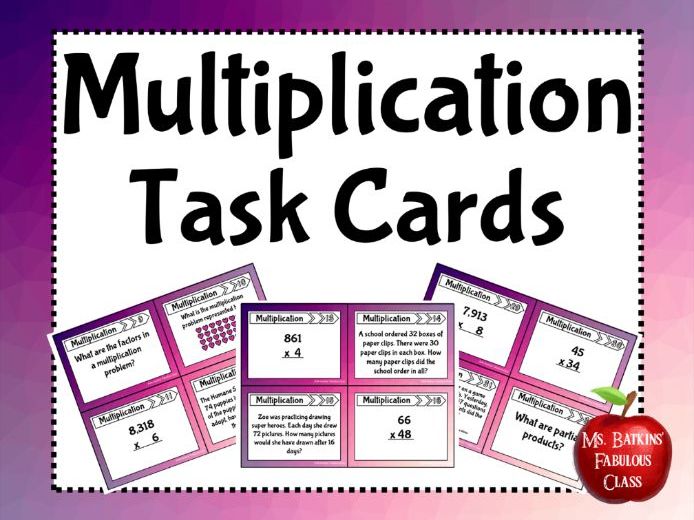 multiplication task cards by msbatkinsclass teaching resources tes multiplcation cards