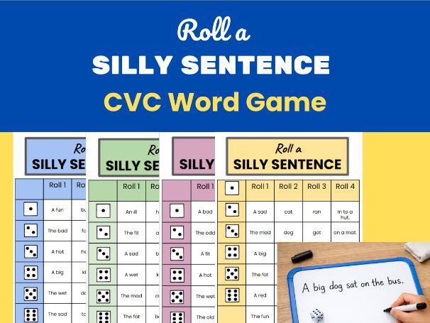 CVC Reading Dice Game, Roll a Silly Sentence