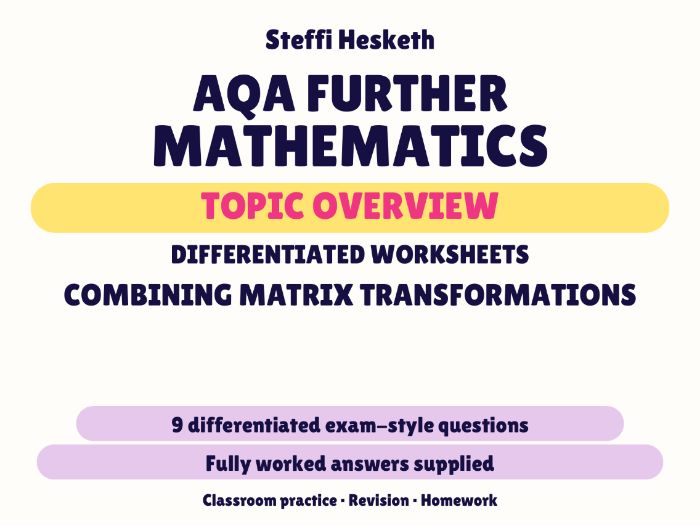 AQA Further Maths Combining Matrix Transformations | Topic Overview Differentiated Worksheet