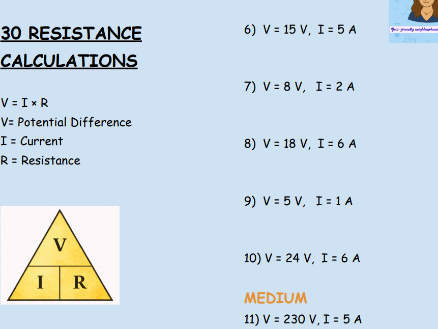Resistance Calculations Worksheet | GCSE Physics | AQA | OCR | Edexcel | Grades 4-9 | PDF