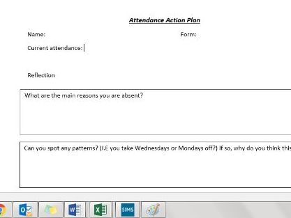 6 week student attendance action plan - reflection / pastoral care / raising attendance / PSHE