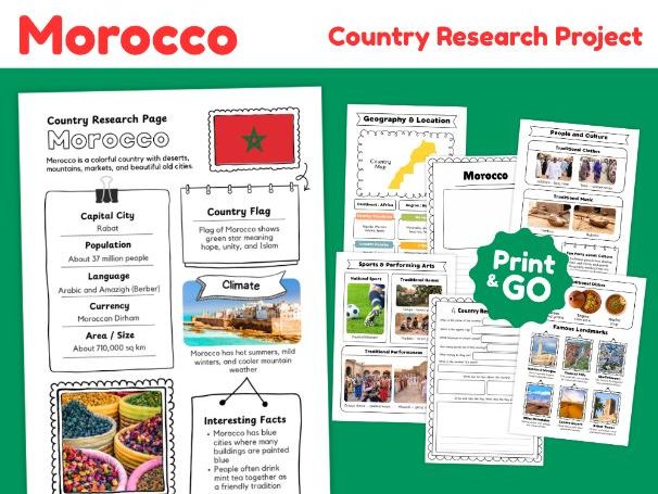 Morocco Geography Research Project | Printable Activities