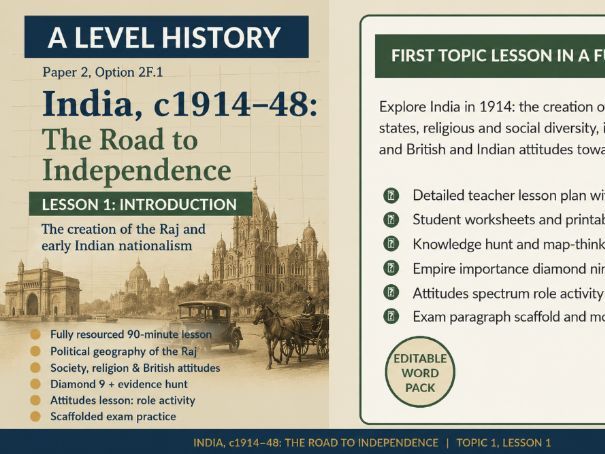 A Level History: India, c1914–48 Lesson 1: The Creation of the Raj and Early Indian Nationalism