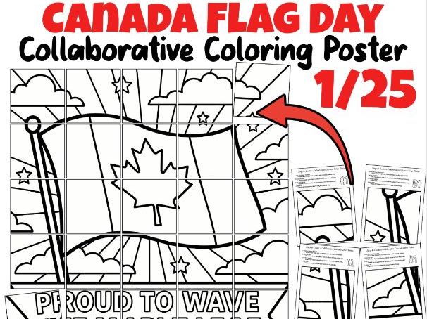 Canada Flag Day Collaborative Coloring Poster | Proud Maple Leaf
